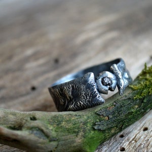 Raw Sterling Silver Men's Ring  Black Diamond Rough  Modern Urban Textured Oxidized Unisex Unique OOAK