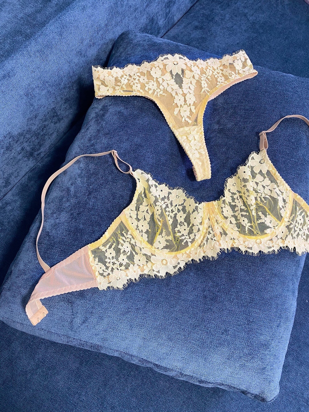 Lace Lingerie Set Yellow Lace Lingerie Floral Lingerie Set Etsy