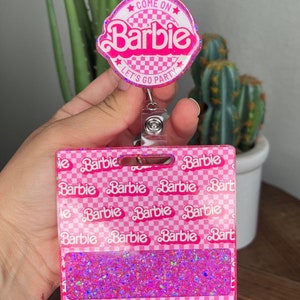 Checkered Barbie Badge Reel & Badge Buddy