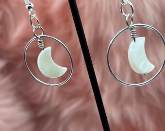 Shell crecent moon Drop Earrings
