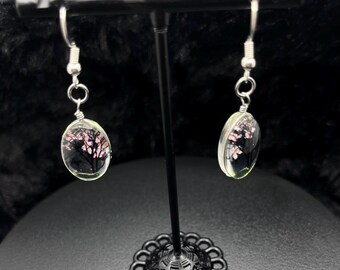 Whispering Meadow – Resin Tree & Butterfly Earrings