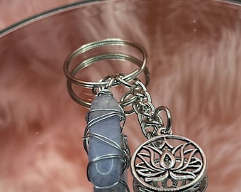 Agate Lotus Keychain