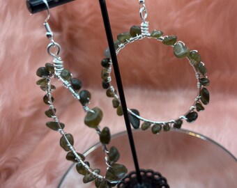 Labradorite hoop earrings