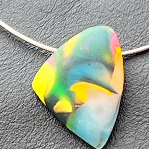 Turquoise & Yellow Kiln-Formed Etched Glass Pendant | Modern Artisan Necklace | bunkyworks