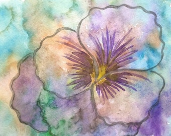 Pansy Print from Watercolor Painting, Flower Print, Flower Art, Flower Painting, Purple Art, Watercolor Flowers, Watercolor Painting,