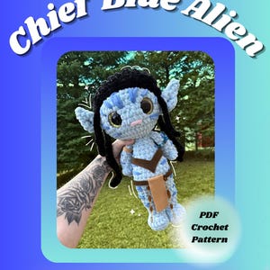 Patrón de crochet ALIEN AZUL – Peluche amigurumi intermedio (Patrón PDF) Jefe Dragón Alienígena Azul