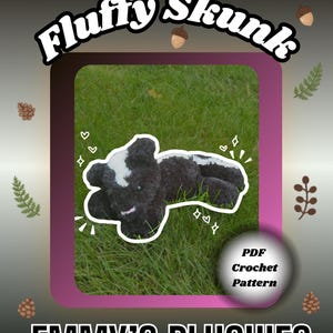 FLUFFY SKUNK Virkmönster för låg sömnad, söt amigurumi-plysch för mellannivå - PDF
