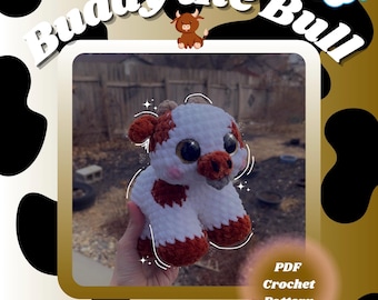 BULL Crochet Pattern Intermediate Cute Amigurumi Plushie - PDF Buddy the Bull
