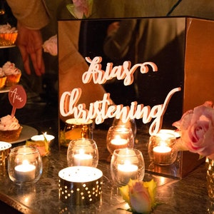 Caixa de cartão do poço dos desejos acrílico do ouro rosa do espelho com nome personalizado