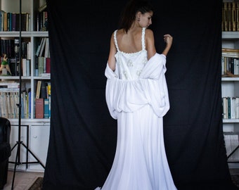 105 -Vintage de Grande Classe!Abito da sposa anni'80 firmato Enzo