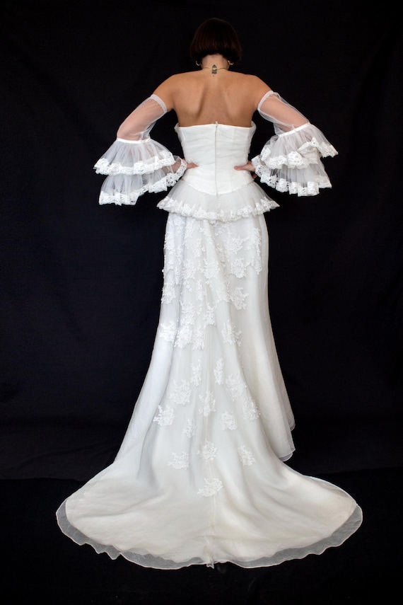 Two Piece White Tulle Ruffle Skirt Wedding Dress Two Piece White Tulle Ruffle Skirt Wedding Dress