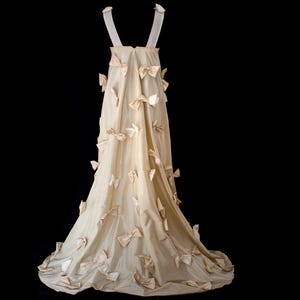 338 Upcycled Vintage Wedding Dress Ecru Silk Taffeta With Cream Bows 338-upcycled-vintage-wedding-dress-ecru-silk-taffeta-with-cream-bows
