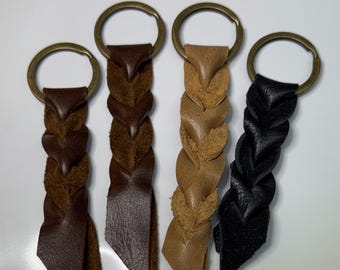 Bleed Knot Leather Key Ring, Brass Split Ring, Choice of Color