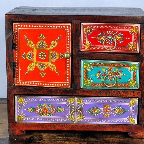 Hand Painted Wooden Jewellery Box Jewellery Chest Three Etsy