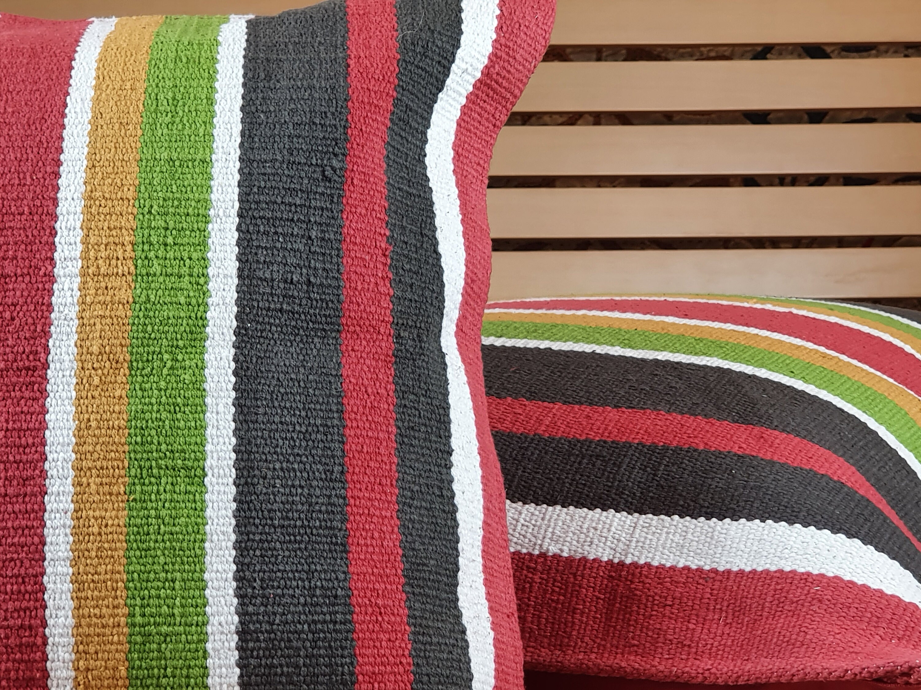 Handloom Cotton Cushion Cover 45 x 45 cm Red Multi Stripes Etsy