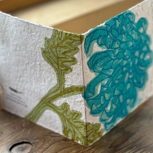 Blue Chrysanthemum Hand Printed Card