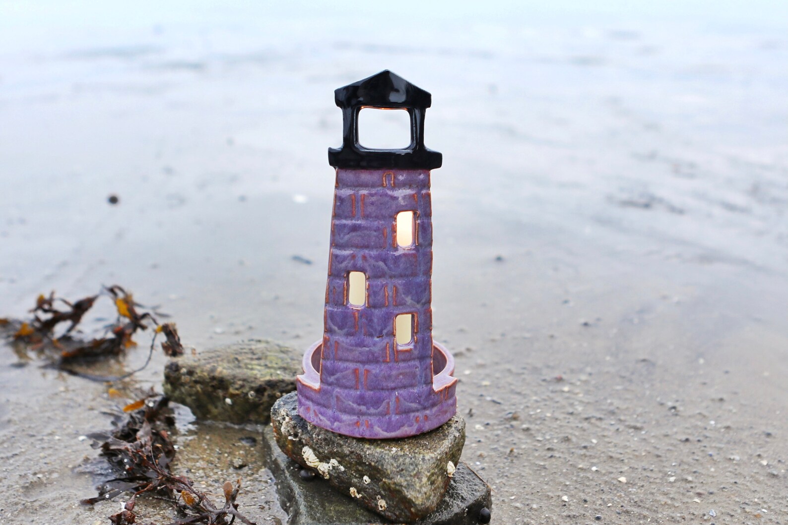 Handmade Ceramic Lighthouse Candle Luminary Etsy