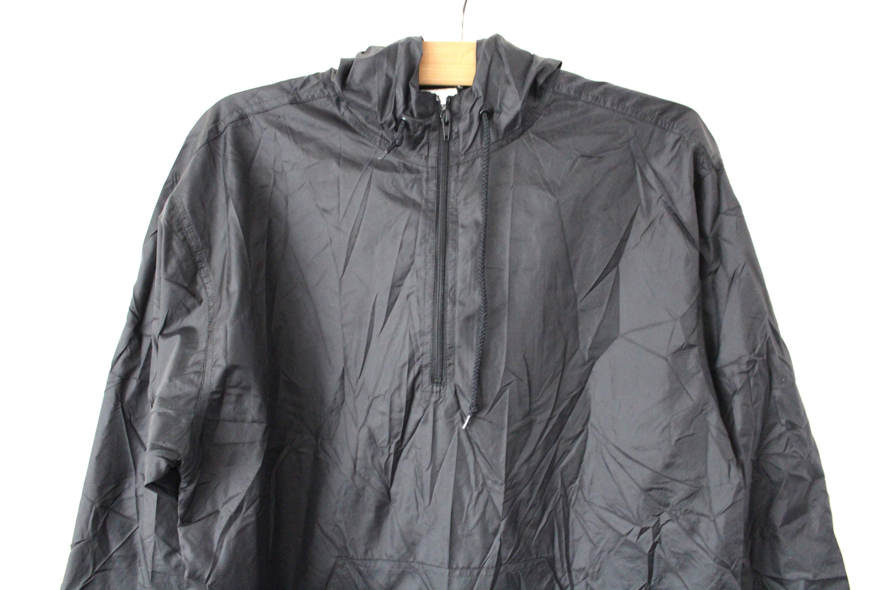 Vintage Windbreaker Black Nylon Jacket Retro Hooded | Etsy