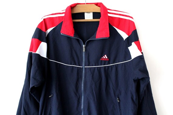Retro Adidas Windbreaker blau weiß rot Adidas Jacke Retro Adidas Windbreaker blau weiß rot Adidas Jacke