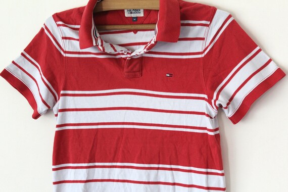 red and white tommy hilfiger shirt