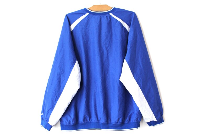Retro Pullover Jacket Blue White Windbreaker Rare Sweatshirt Hip Hop Streetwear Training Jacket Size 2XL Vintage Basketball Light Jacket
