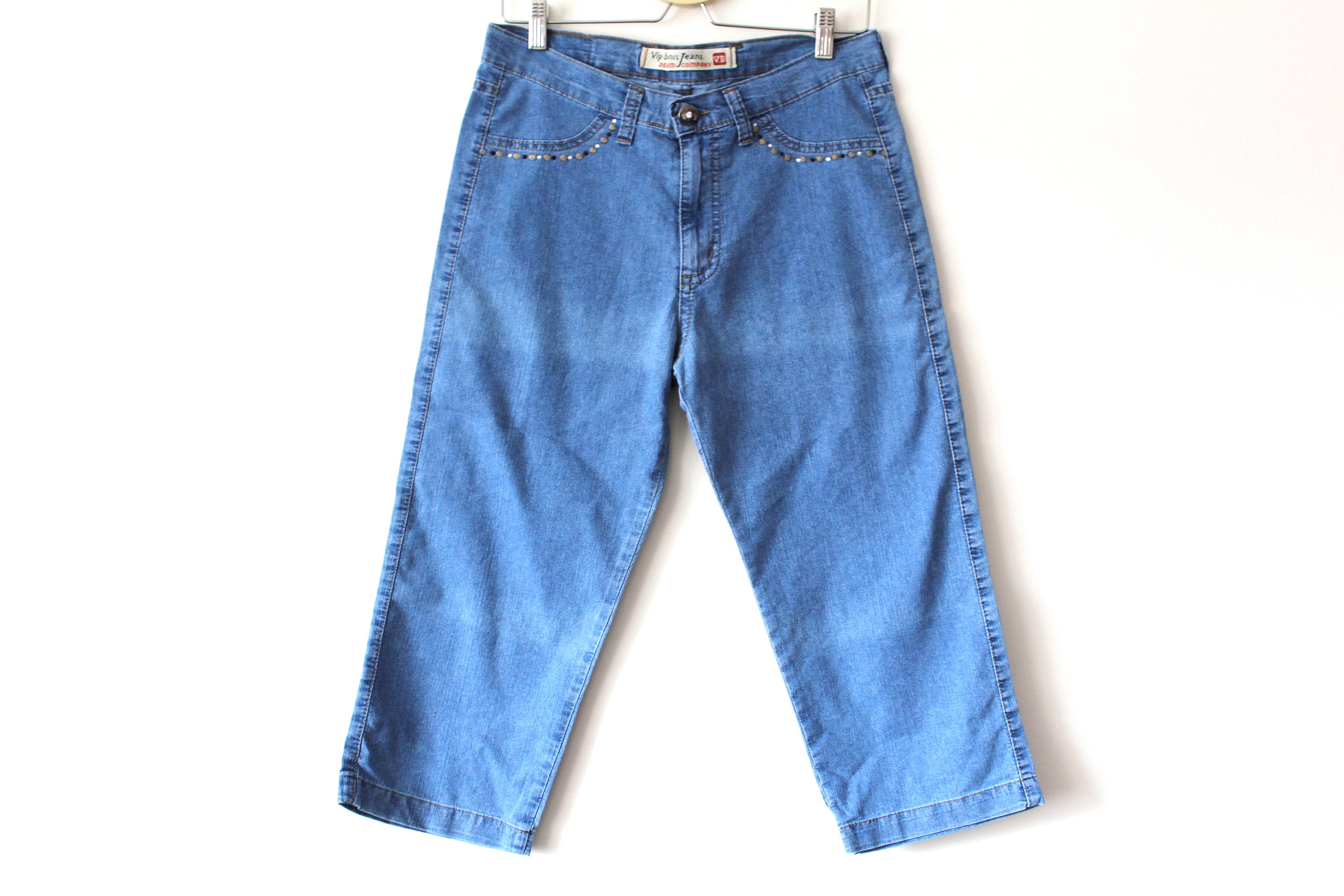 3/4 Length Jeans 90's Jeans Blue Denim Pants | Etsy