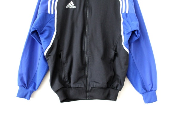 90er Jahre schwarze Adidas Jacke, blau Adidas Windbreaker, Jahrgang Adidas Sweatshirt Retro Adidas Trainingsanzug, seltene Adidas Track Top, Größe M 90er Jahre schwarze Adidas Jacke, blau Adidas Windbreaker, Jahrgang Adidas Sweatshirt Retro Adidas Trainingsanzug, seltene Adidas Track Top, Größe M