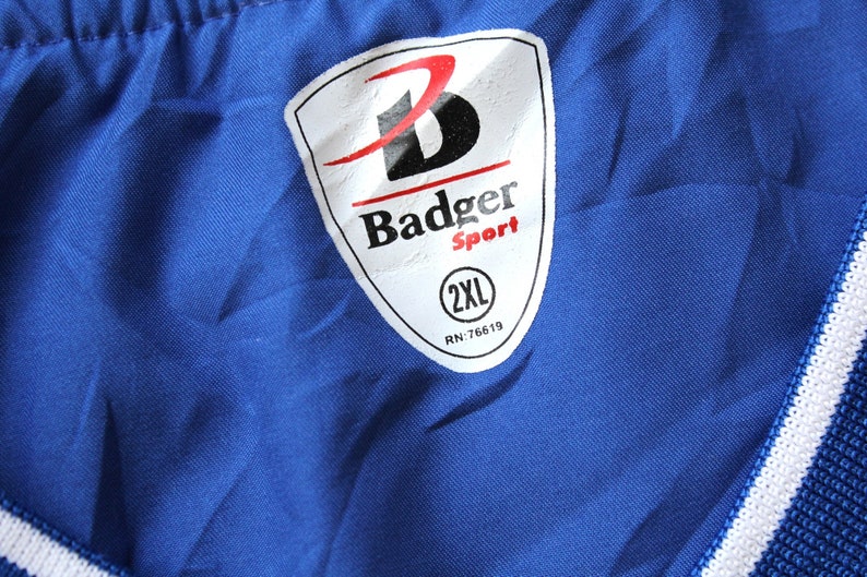 Retro Pullover Jacket Blue White Windbreaker Rare Sweatshirt Hip Hop Streetwear Training Jacket Size 2XL Vintage Basketball Light Jacket