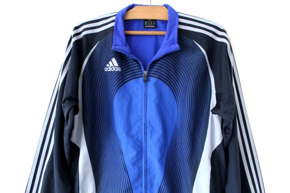 blue and black adidas windbreaker