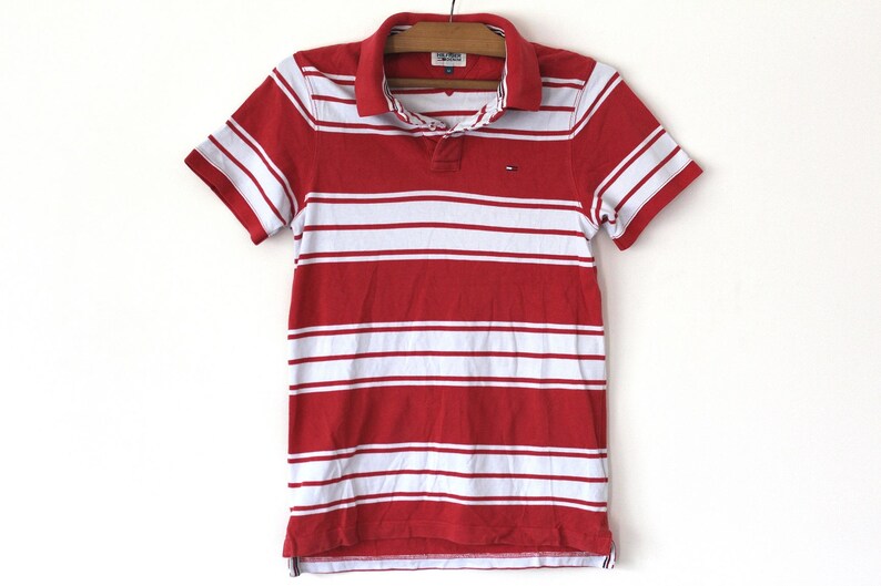 red and white tommy hilfiger shirt