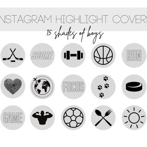 Manly 15 Shades of Boys Lifestyle Instagram Highlight Icons | Instagram Highlight Covers | IG Story Icon | Black, Grey | Social Media Icons