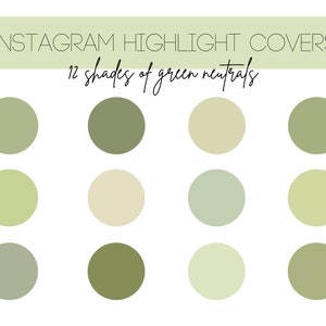 Green Neutral Instagram Highlight Covers: 12 Soft Shades (PNG)