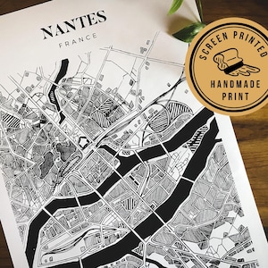 Voyage à Nantes Souvenirs | Nantes Map | Nantes Poster | Nantes art print gift| France City Map | Europe City Blueprint | France Travel Gift