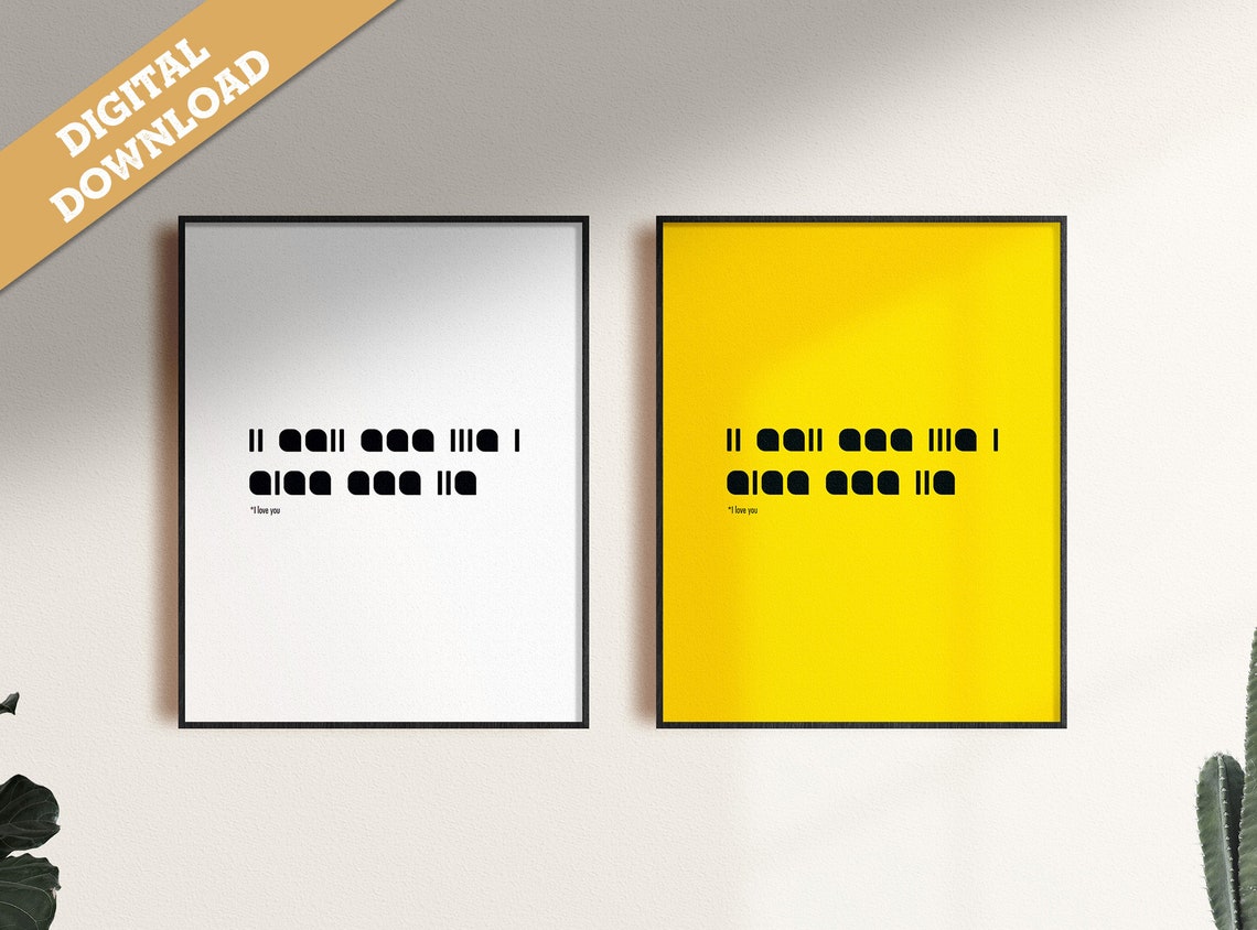 I Love You in Morse Code Printable Poster Elegant Style | Etsy