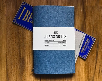 Small Recycled Field Notes | Handmade Blue Softcover Notebook Basics | Flexible | Stitched Cahier Journal | Classic Design | Work Essential