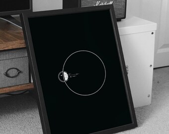 Círculo Pôster | Estampa Preta | Desenho geométrico de linha mínima | Arte de parede minimalista solar | Impressão de arte gráfica | Decoração de quarto minimalista abstrata