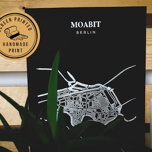 Carte de Berlin Moabit Area | Art mural minimal | Berlin Cadeau de voyage | Carte District de Berlin | Berlin Gift | Cadeau pour Berliner | Capitale de la ville