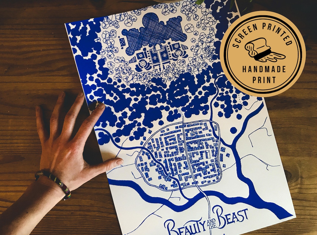 Beauty and the Beast Poster | Disney Classics | Fairy Tale Map | Modern ...