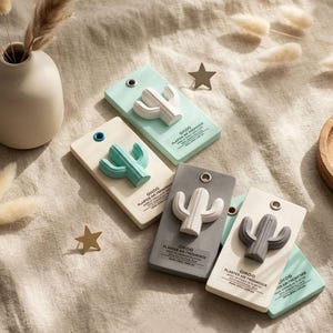 Deodorante per ambienti in gesso a forma di cactus fatto a mano, diffusore di aromi in pietra da appendere.