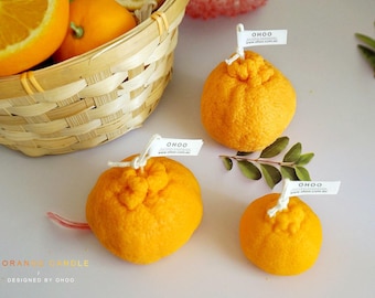 Orange Shaped Candle: Citrus Scented Soy Wax Vegan Candle