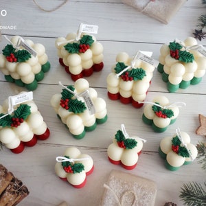 Christmas Candle, Cube Candle, Home Decor Candle, Bubble Cube candle, Unique Gift, Pillar Candles, Hand Poured Scented Candle, Soywax candle