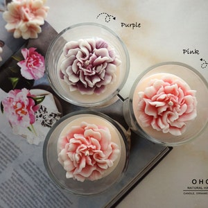 Carnation Flower Soy Candle: Hand Poured Scented Candle, 7oz, Cozy Aesthetic Home Decor Scented  Lovers Decor Housewarming Wedding Favor