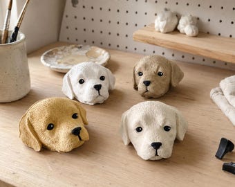 Handmade Plaster Dog Air Freshener, Golden Retriever Labrador Car Vent Clip Ornament