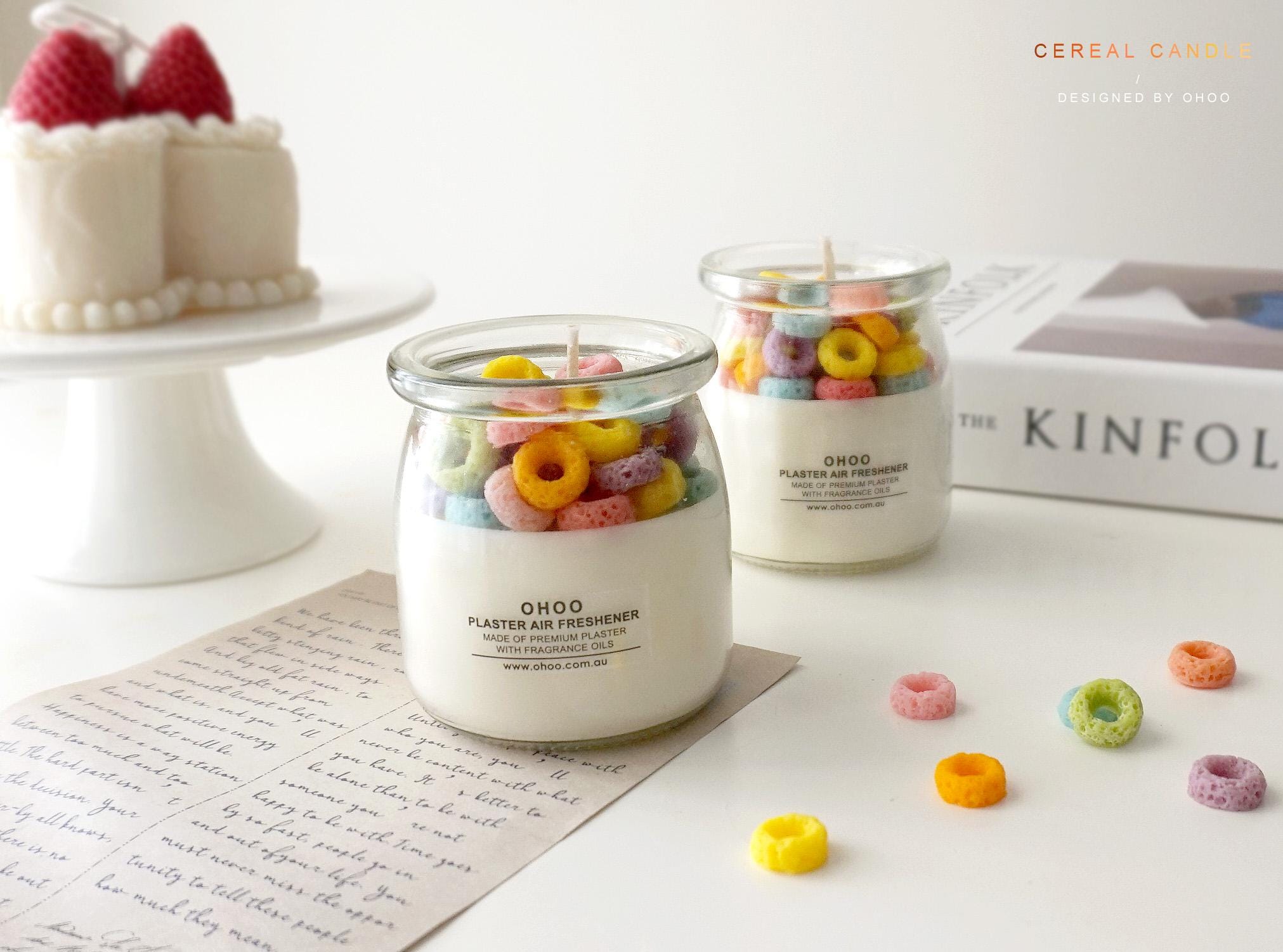 Cereal Candle - Fruit Loops Dessert Lovers Gift For Her Fruity Rings Cute Fun Sweet Retro Birthday Bridesmaid Kawaii Aesthetic Wedding Favor