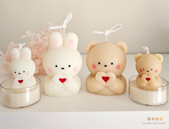 Cute Bear Candle, Bunny Candle, Handmade Soy Wax Candle, Animal Candle, Gift Idea, Home Decor Candle, Cute Soy Wax Candle