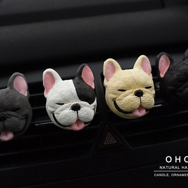 Smile French Bulldog - Car Air Freshener, Custom Color, Car Accessories, Car vent clip, Car freshener, Car Diffuser, car interior