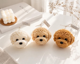 Handgegossene Kerze aus Sojawachs in Form eines Pudel-Bichon-Hundes, natürliche Wohndekoration