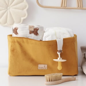 baby organizer, box, storage- minimalist canvas basket, mini fabric basket, storage organizer, diaper organizer
