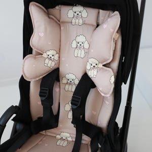 Baby Stroller Liner Pad, stroller cover - Poodles, Universal Stroller Insert, Linen pad, Stroller Pad, Baby Gift, Support baby pillow
