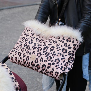Woll Handmuff mit Fell (Handwärmer) - Schafwolle - Leopard, Winter Kinderwagen Zubehör, Kinderwagen Handschuhe, Kinderwagenhandschuhe - 6 Drucke